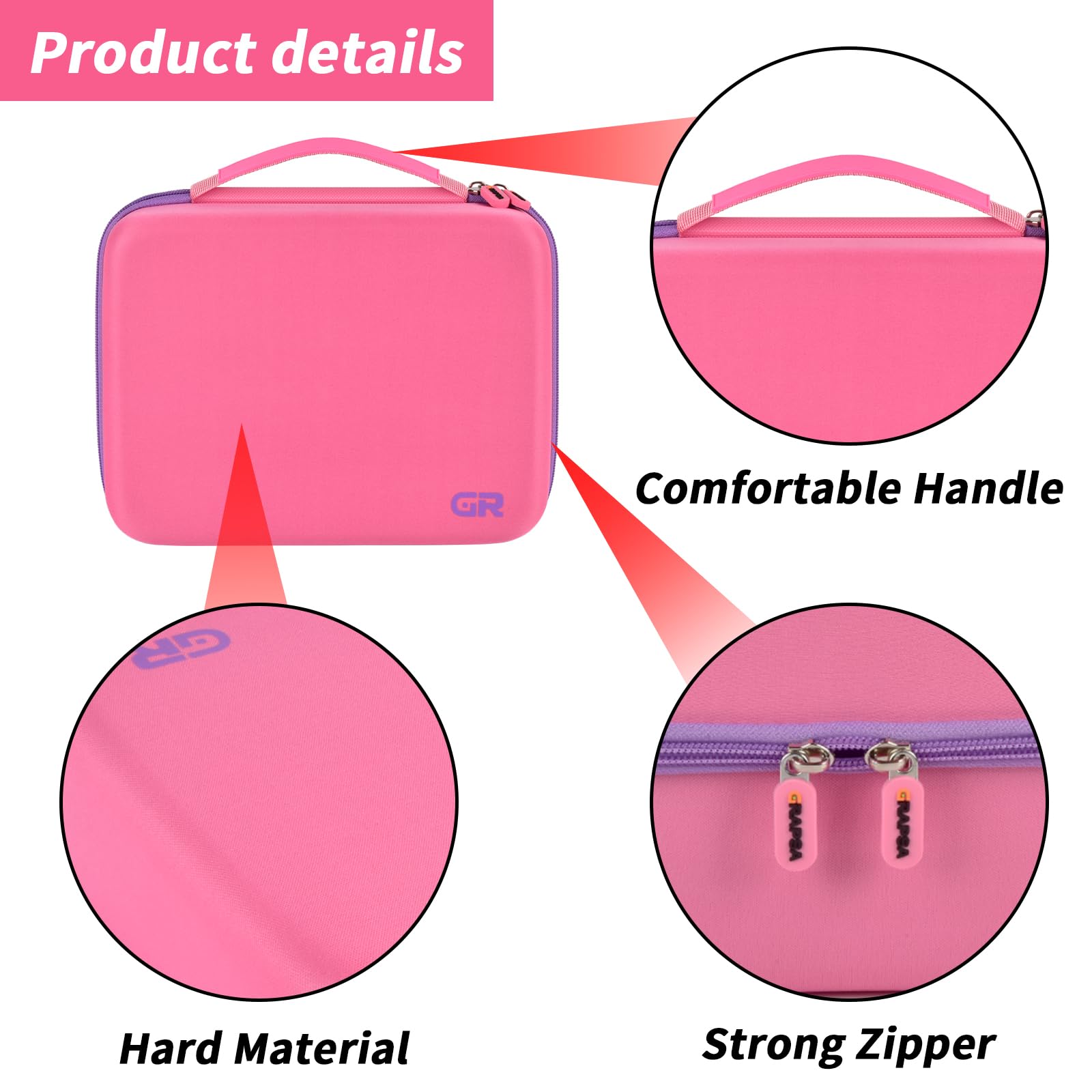 Grapsa travel organizer pink with mesh pocket keeps extras handy during trips.
