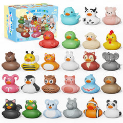 Grarain 25pcs rubber ducks for toddlers in a packshot, safe bath-time fun