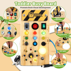 Grarain Busy Board demonstrates color cognition with varied light styles.