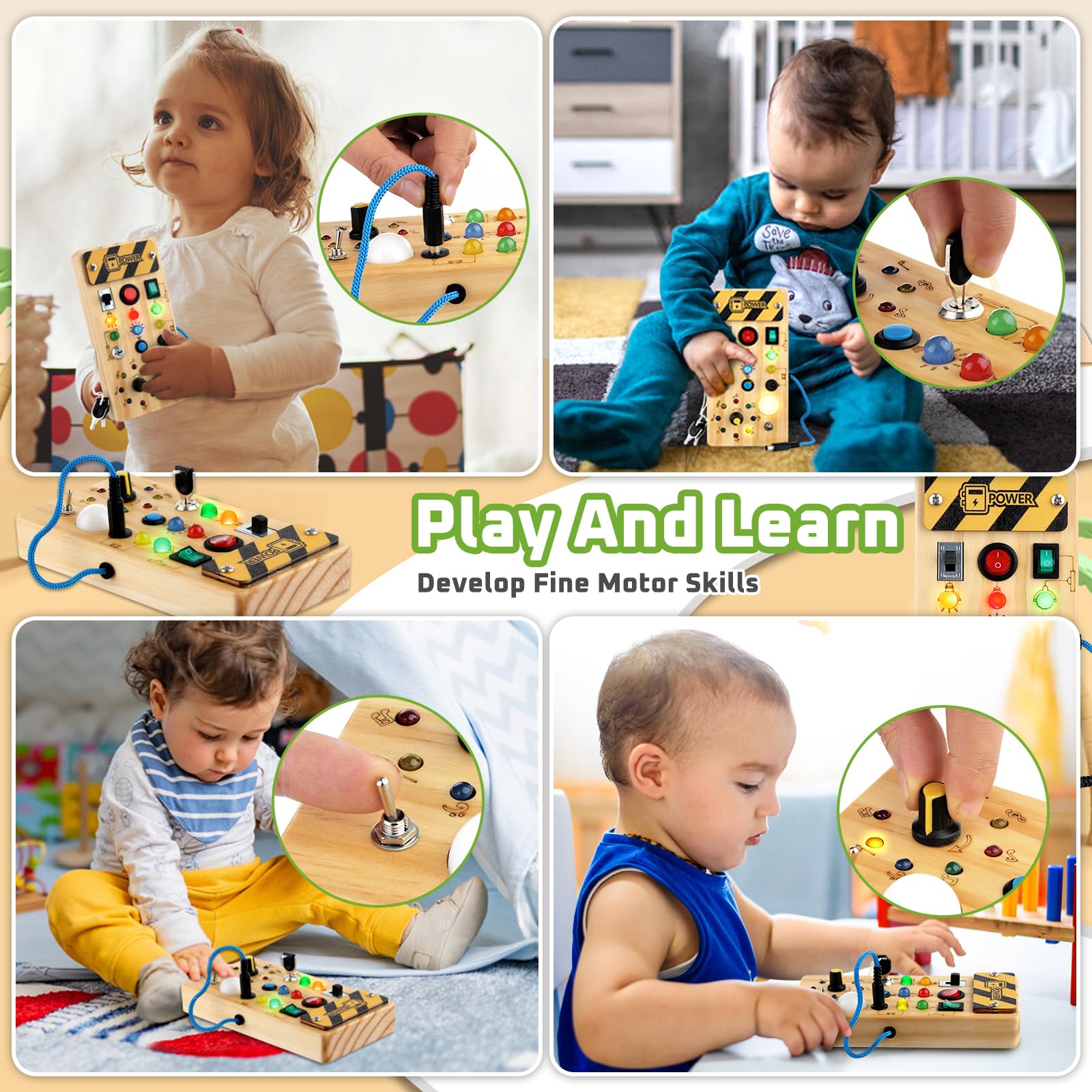 Grarain Montessori toy with sturdy wood base for durable play.