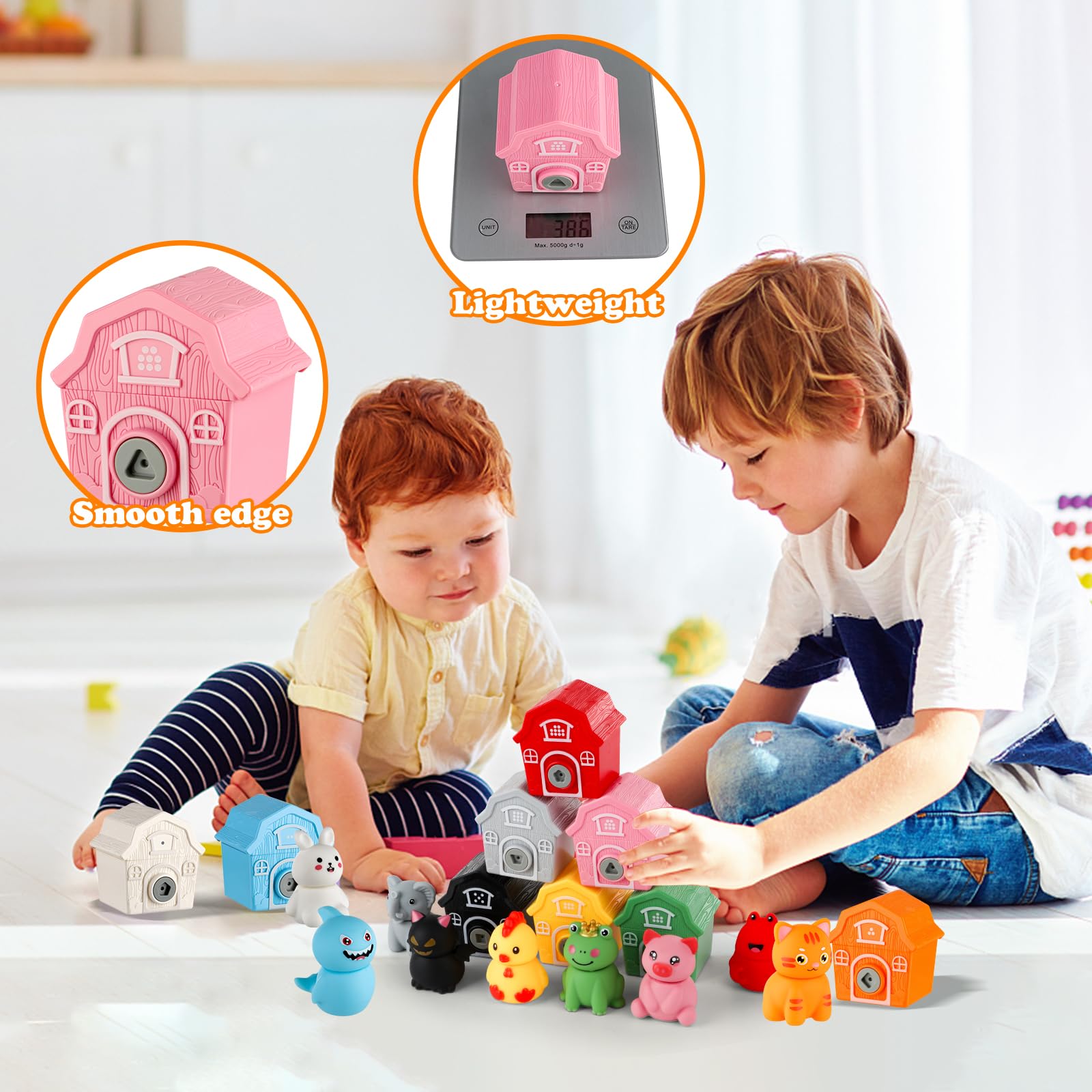 Grarain open and closed barn design enhances hand-eye coordination during play.