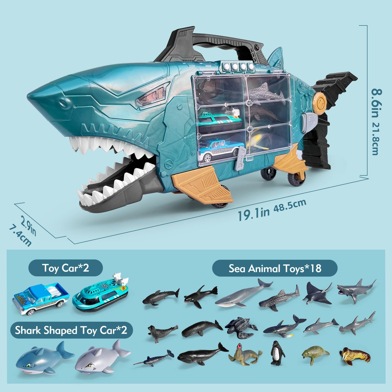 Grarain Shark LED Ocean lights and button sounds enhance interactive play.
