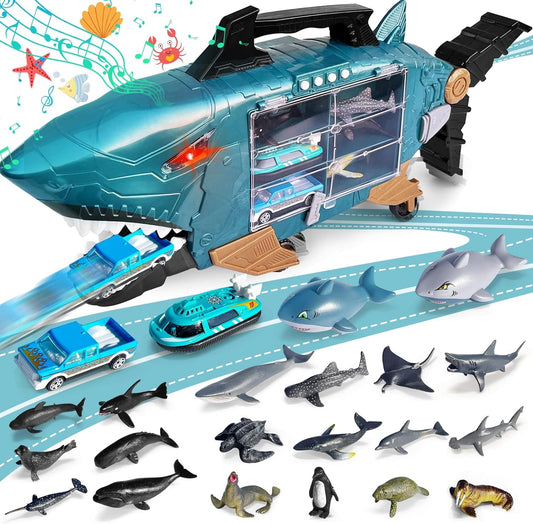 Grarain Shark LED Ocean storage truck with movable mouth for organized play.