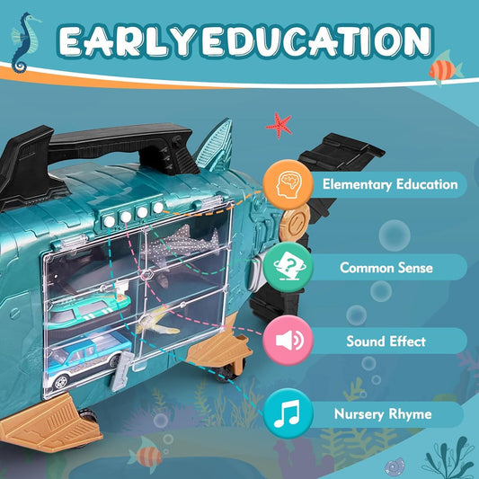 Grarain Shark LED Ocean toy trucks set for imaginative play and sharing.