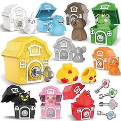 Grarain toddler farm barn collection with 10 colorful barns promotes counting and sorting.