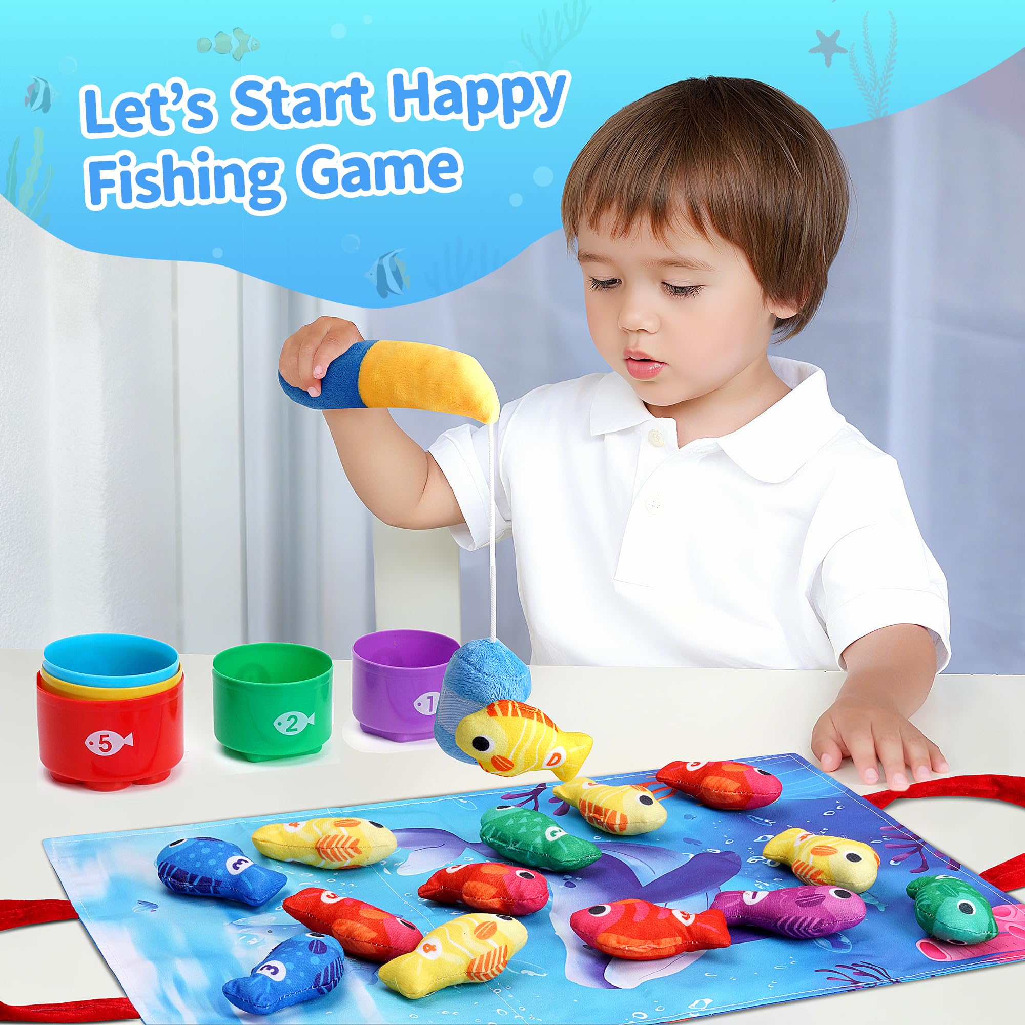 Grasili cloth fishes pack with soft textures for tactile play