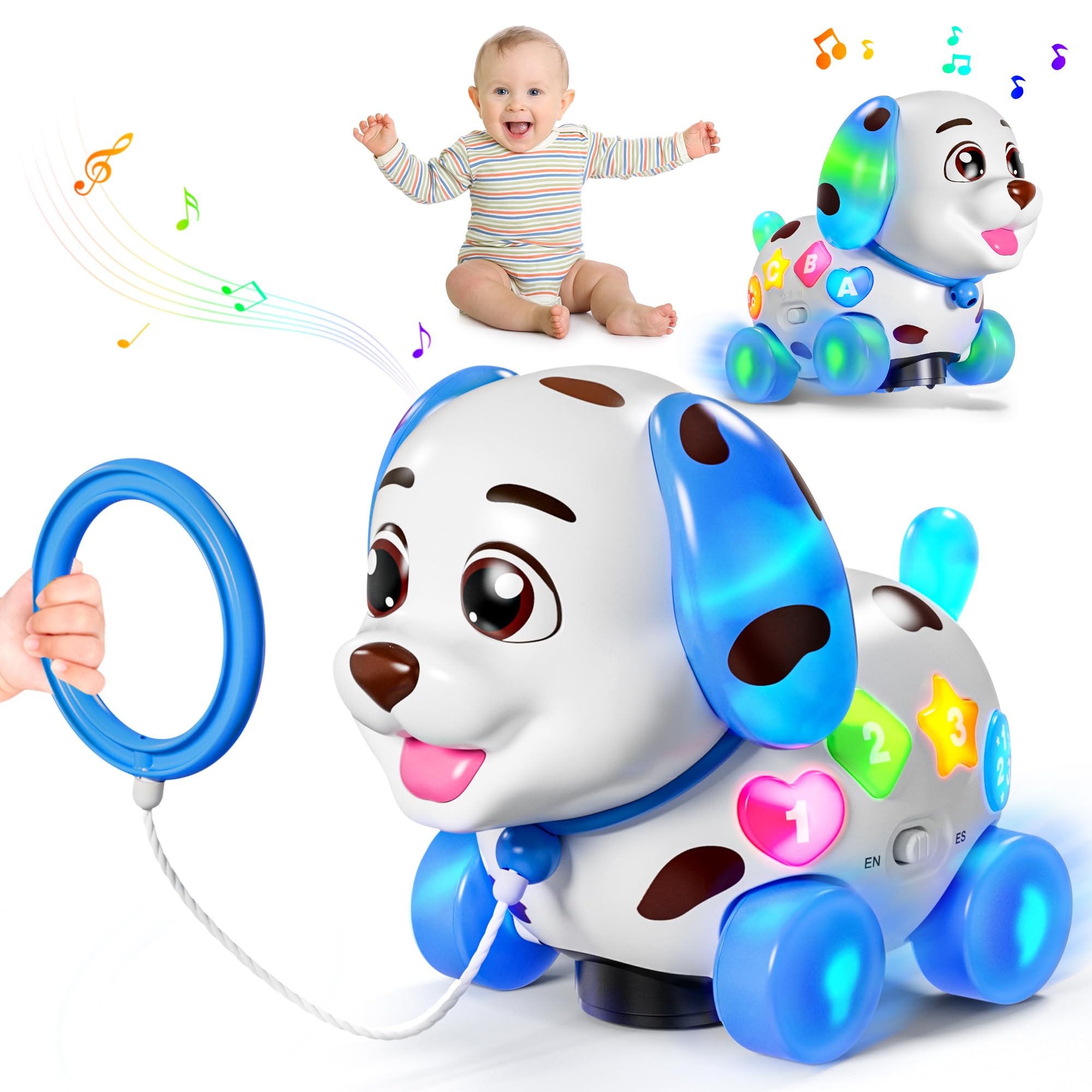 Grasili musical puppy overview engaging infants with lights and music.