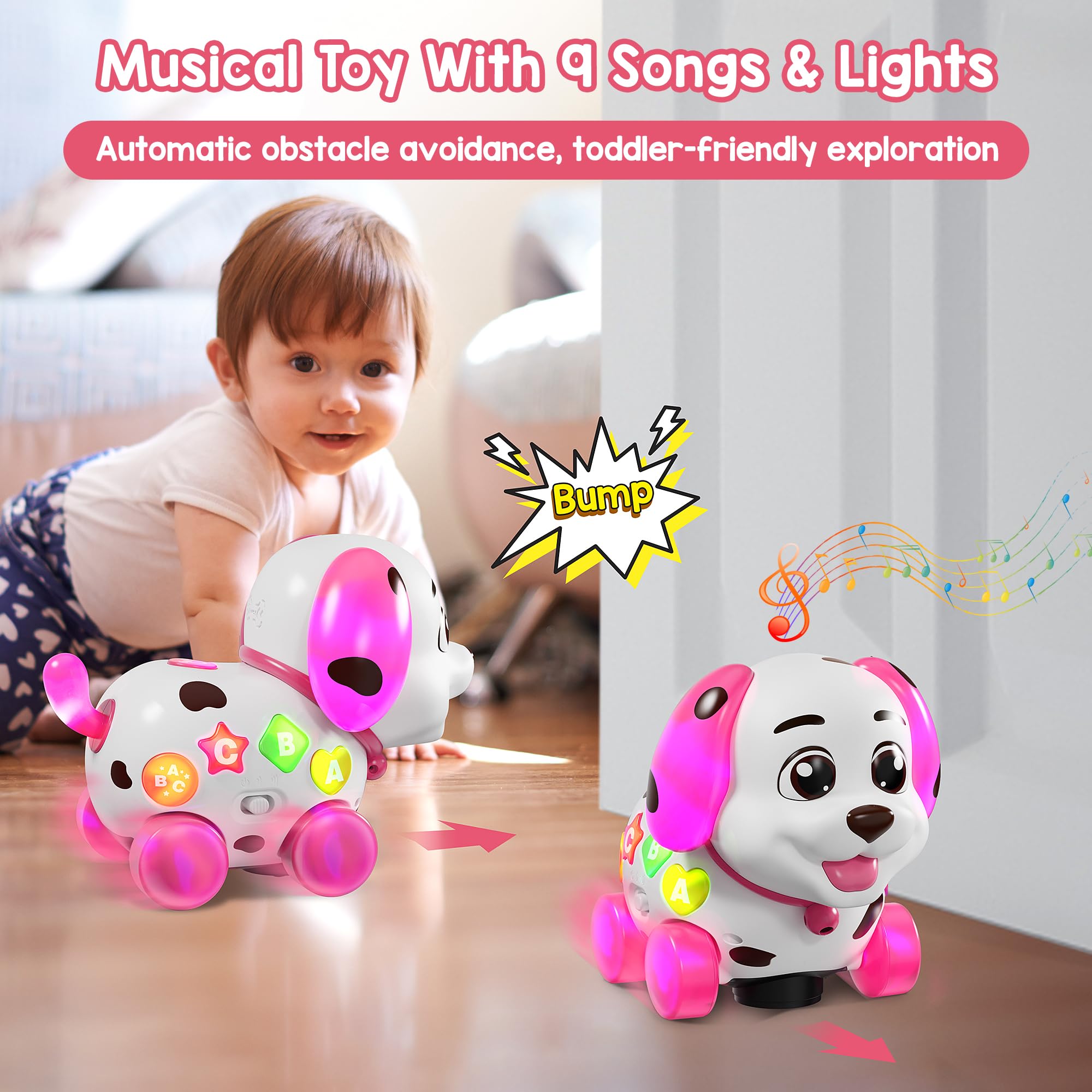 Grasili bilingual puppy toy buttons teach ABCs and numbers