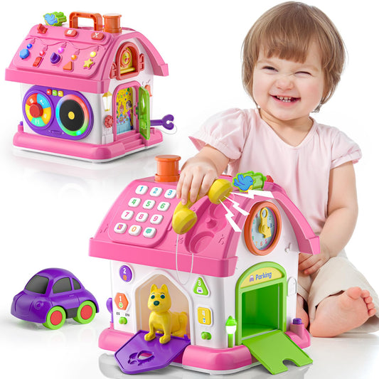 Grasili toy house with telephone boosts fine motor skills and sensory play.