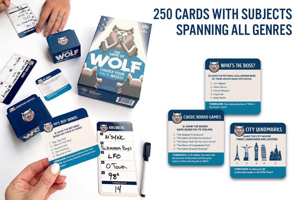 Gray Matters Games The Game of Wolf question pile fuels lively discussions and curiosity.