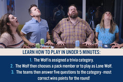 Gray Matters Games The Game of Wolf table action brings friends together for interactive trivia.
