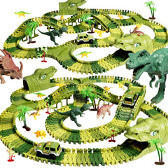 Great Dachong Dinosaur Track Toys 266 Pcs Set in vibrant colors for imaginative play.