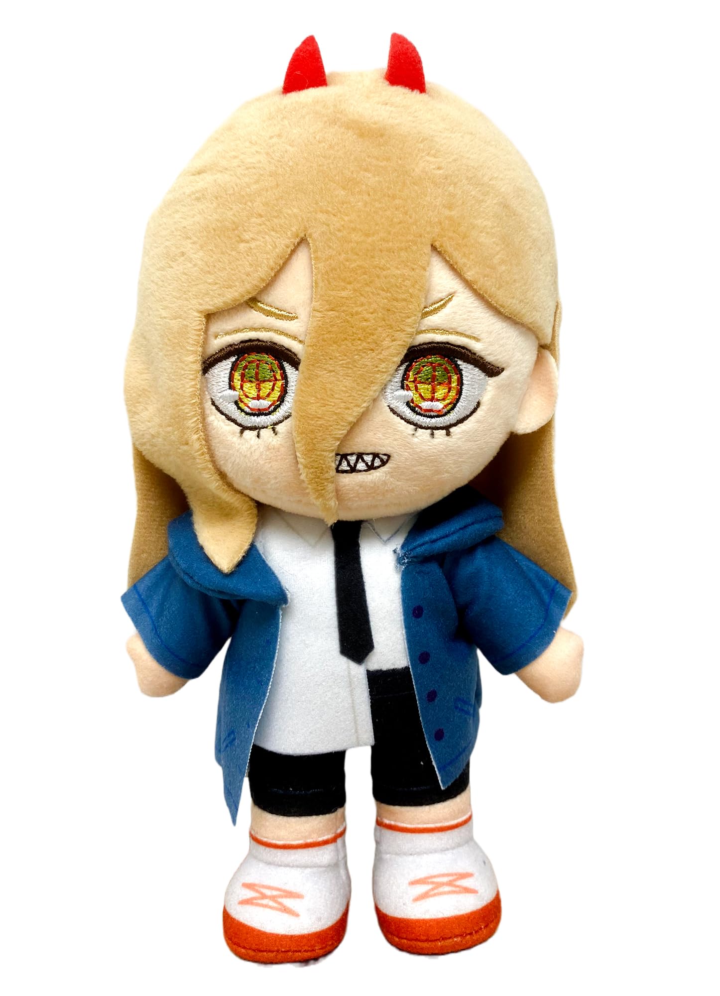 Great Eastern Entertainment Chainsaw Man Power Public Safety Uniform plush, detailed 8-inch collectible for display.