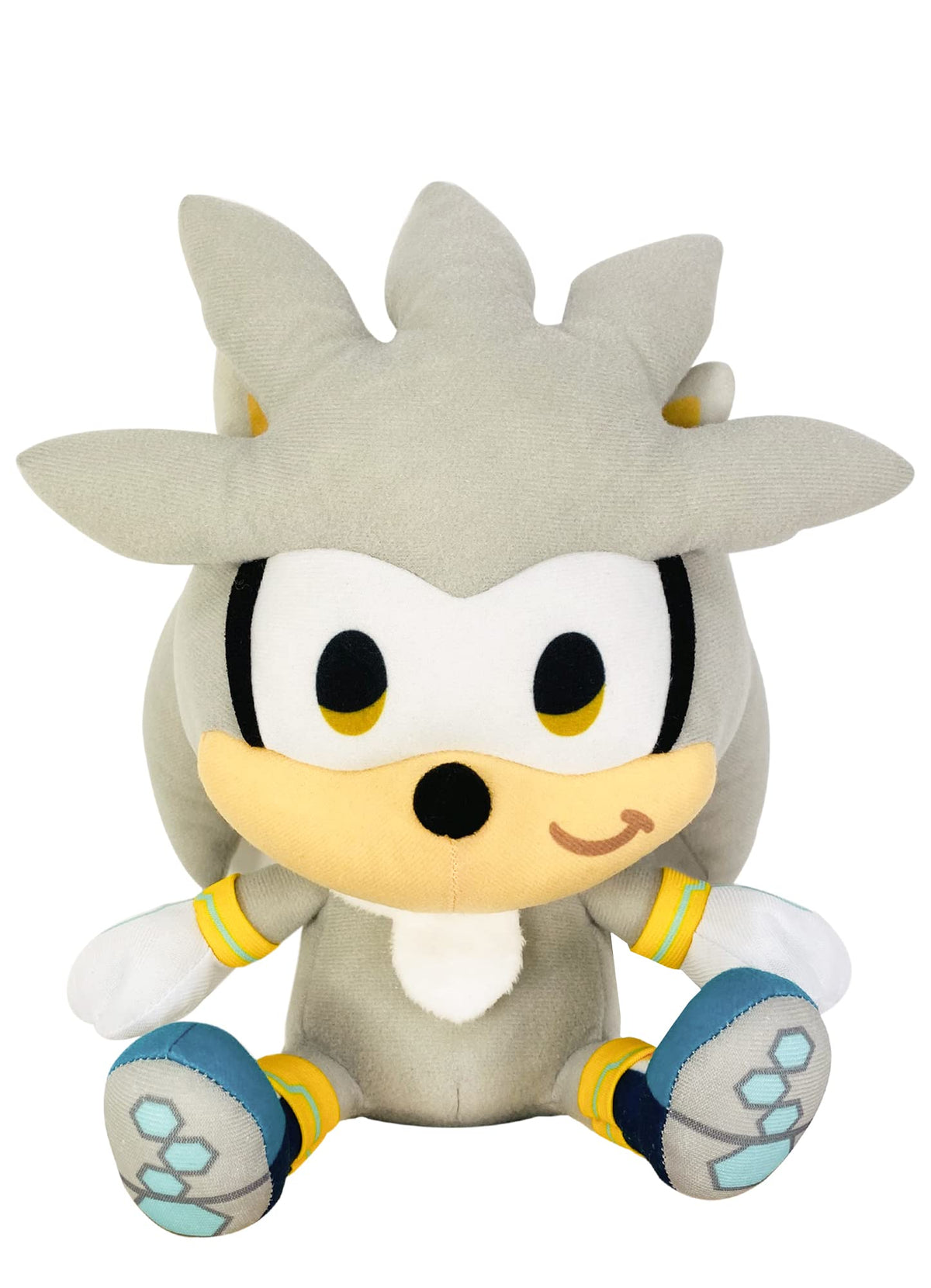 Great Eastern Entertainment Sonic SD Silver Sitting Plush front view; ideal desk decor for fans.