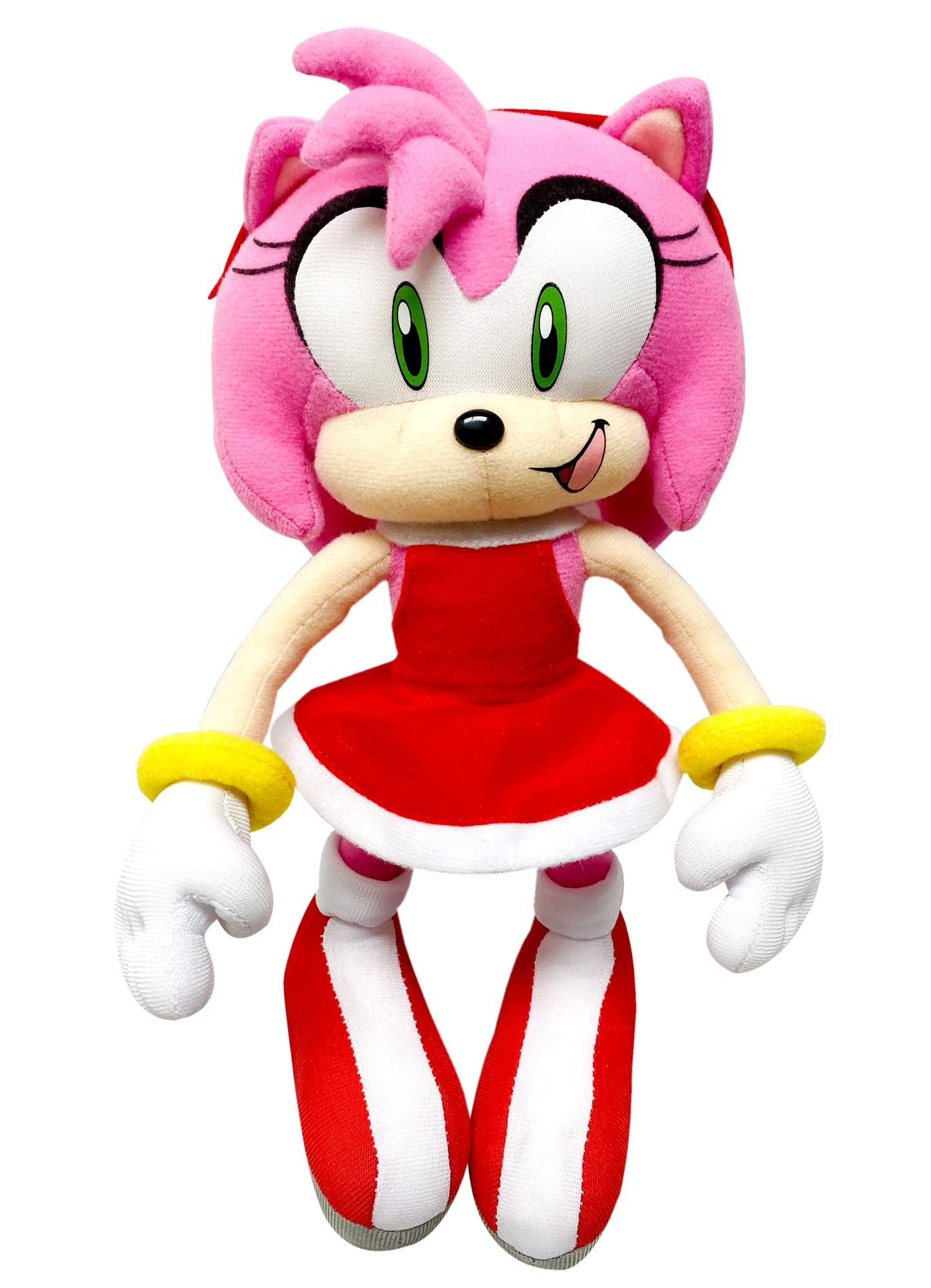 Great Eastern Entertainment Sonic Amy Rose plush in red dress, a 9-inch collectible for display.