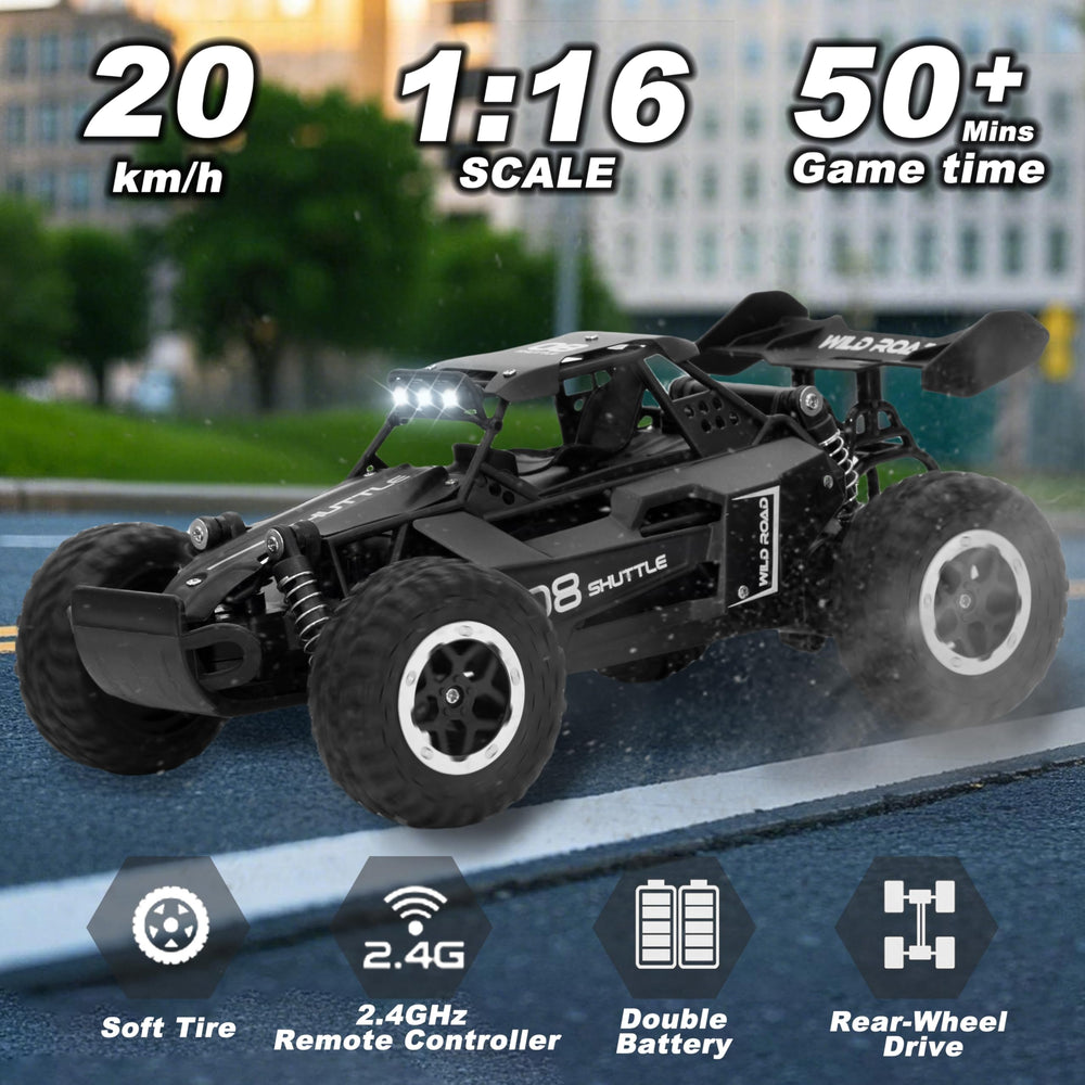 Great-JUNAMT RC car features two motors for stable power on all terrains.