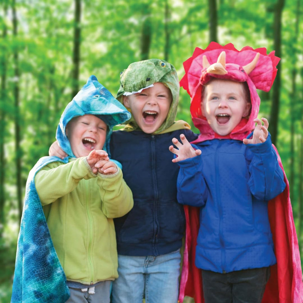 Great Pretenders T-Rex Hooded Cape packaging suitable for gifting and storage between adventures.