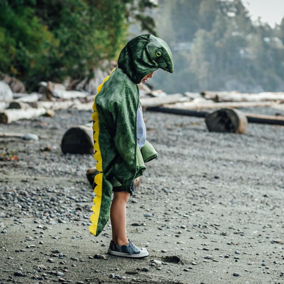Great Pretenders T-Rex Hooded Cape ideal for parties, photos, and classroom pretend play.