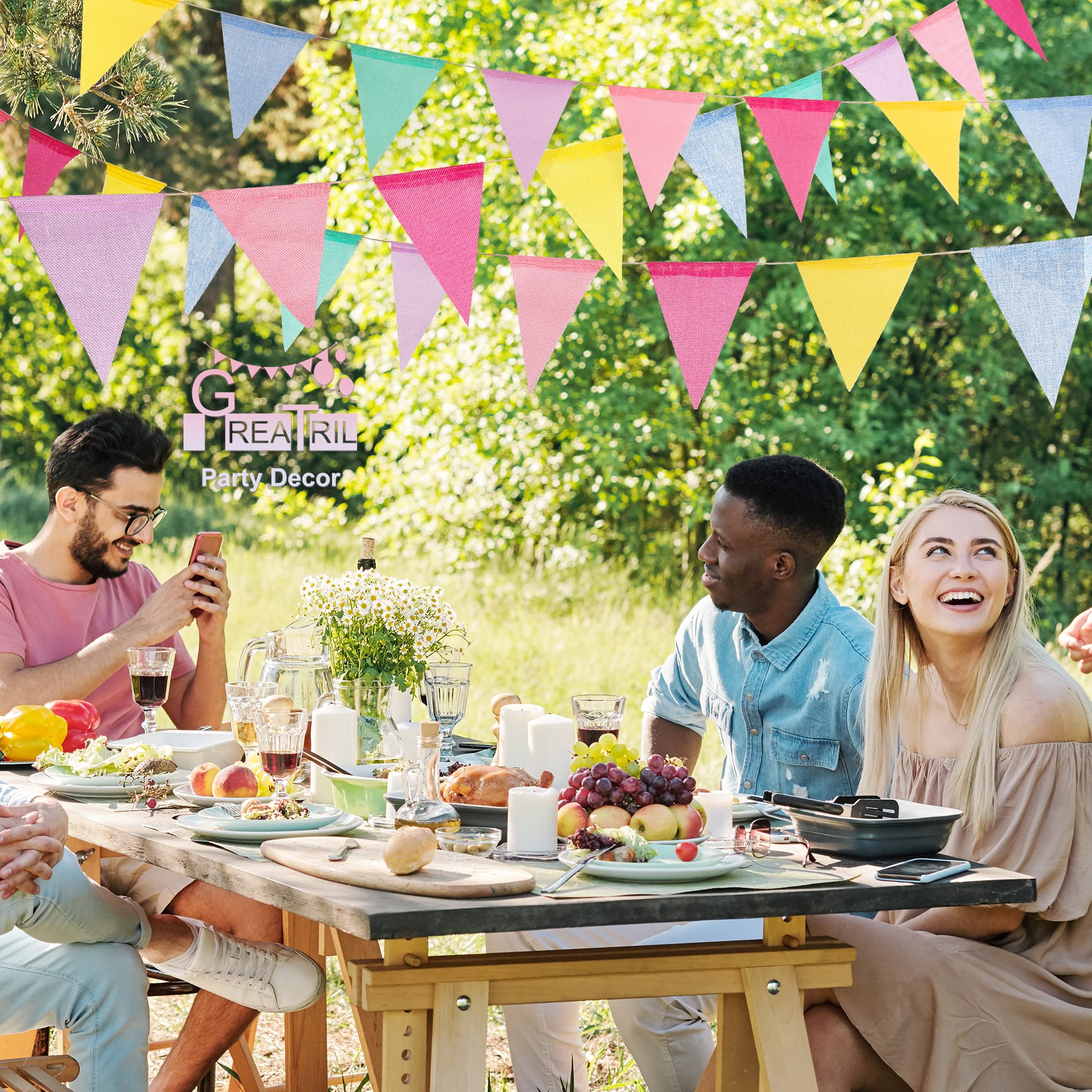GREATRIL pastel pennant banner easy-hang design simplifies setup.