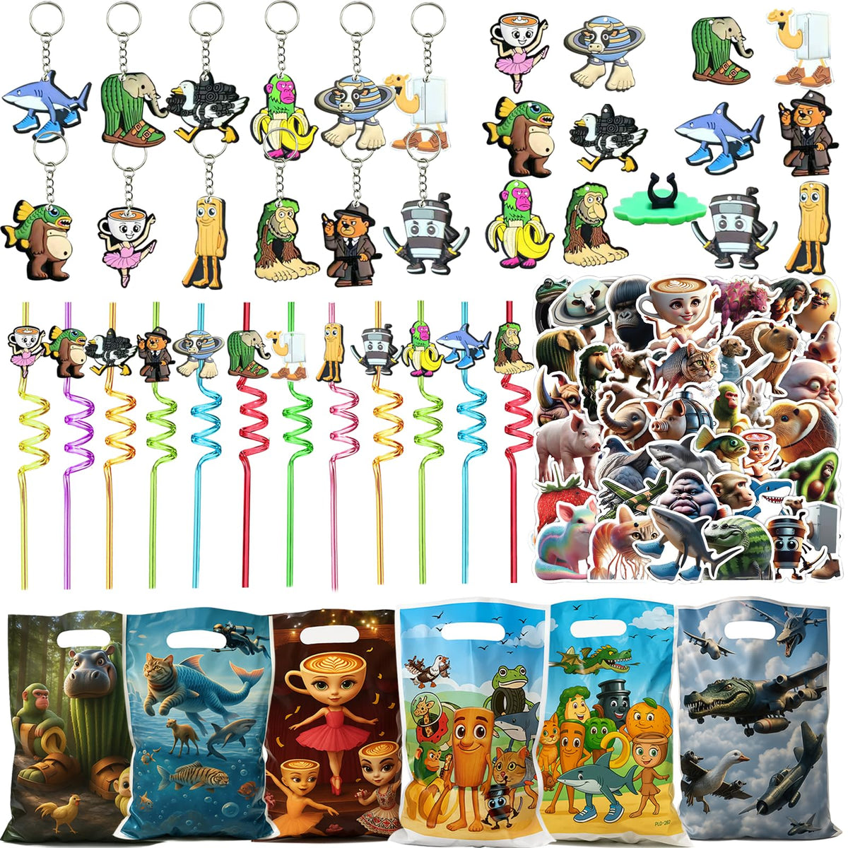 GREAWOD Italian Brainrot keychains for easy ID on bags and keys.