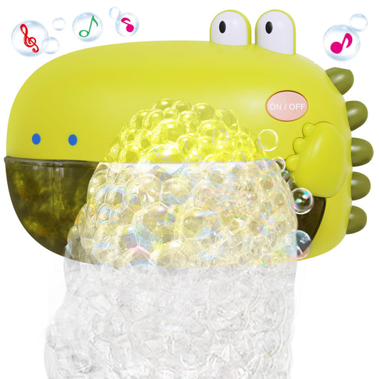 Grechi dinosaur bath toy bubble maker creates lively tub bubbles for toddlers.