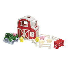 Green Toys Farm Playset barn with movable doors for imaginative farming play