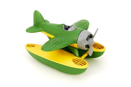 Green Toys Seaplane spinning propeller shown during water play