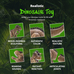 Greenbo robot dinosaur toy battle attack showcases dynamic action for pretend battles.