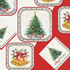 Greencian Christmas tree bell plates 7in, reliable for appetizers and desserts.