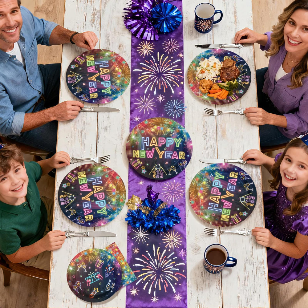 Greencian party decor ideas pair plates with banners and backdrops
