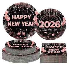 Greencian rose gold 9-inch plates elevate NYE table settings.