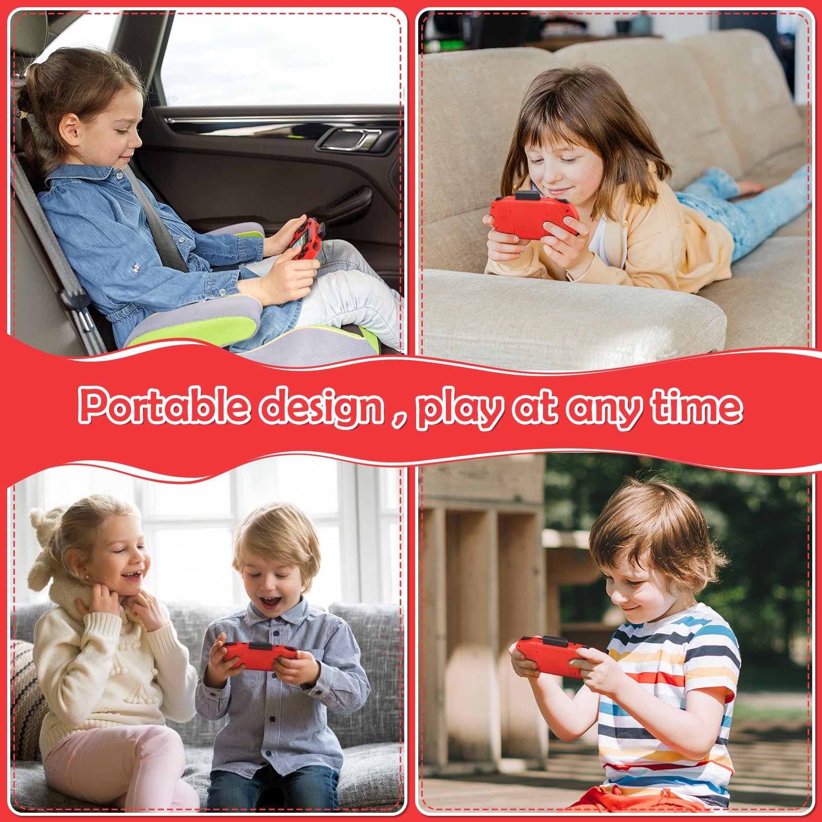 GREENCREEK 16-bit handheld console kid-friendly design supports early hand-eye coordination.