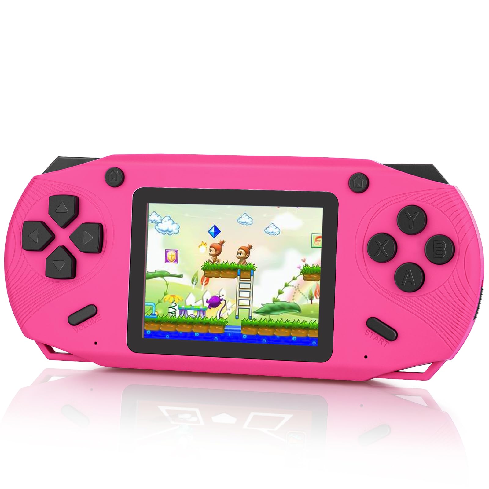 GREENCREEK 16 Bit handheld Rose Red screen showing vivid visuals for kids.