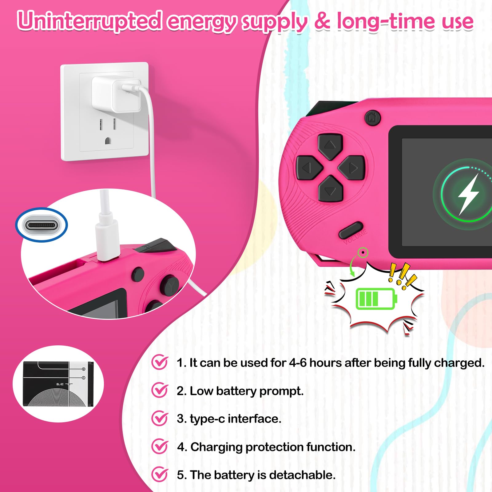 GREENCREEK 16 Bit handheld Rose Red two cartridges for extra retro games.