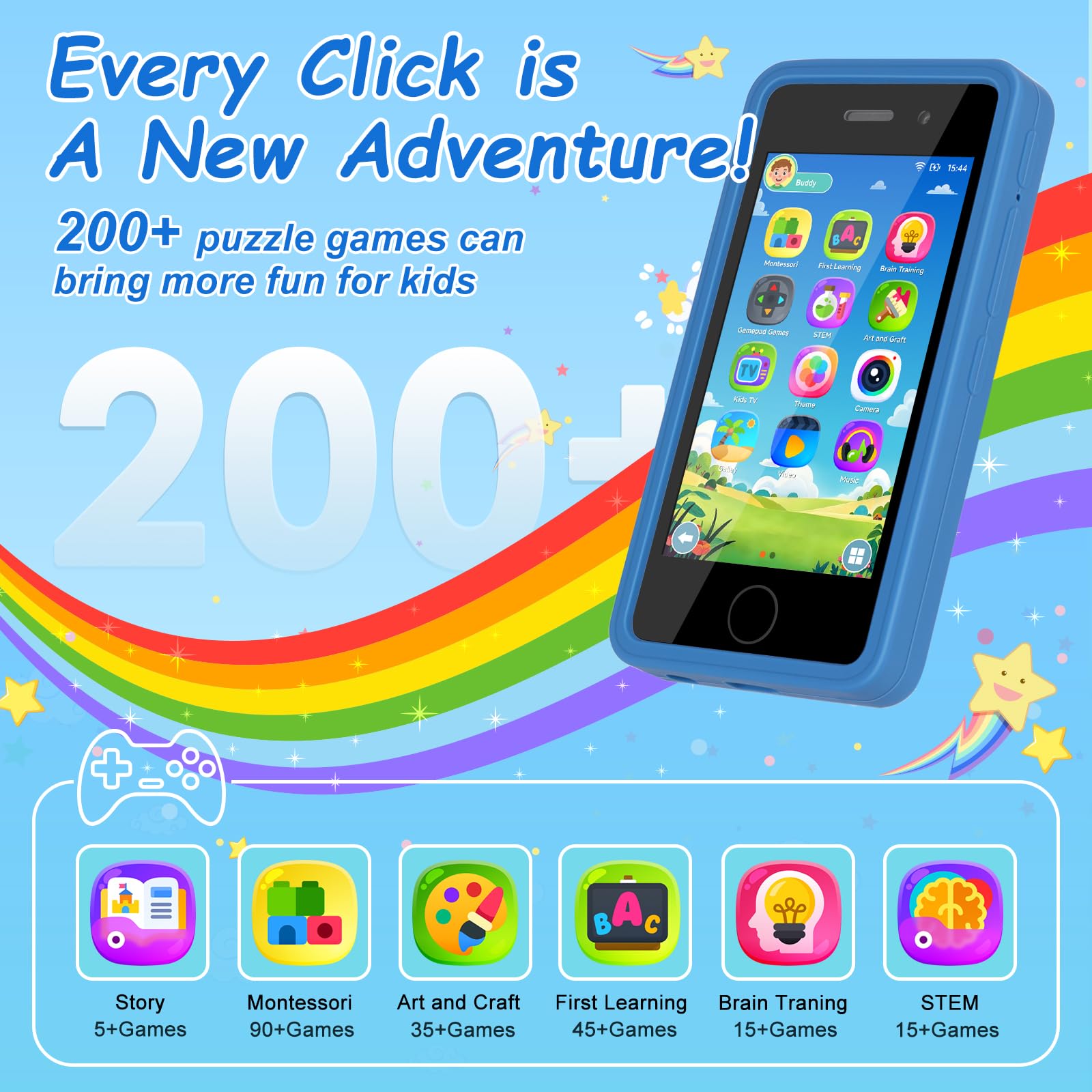 GREENCREEK Kids Phone dual-camera setup captures memories with AI focus.