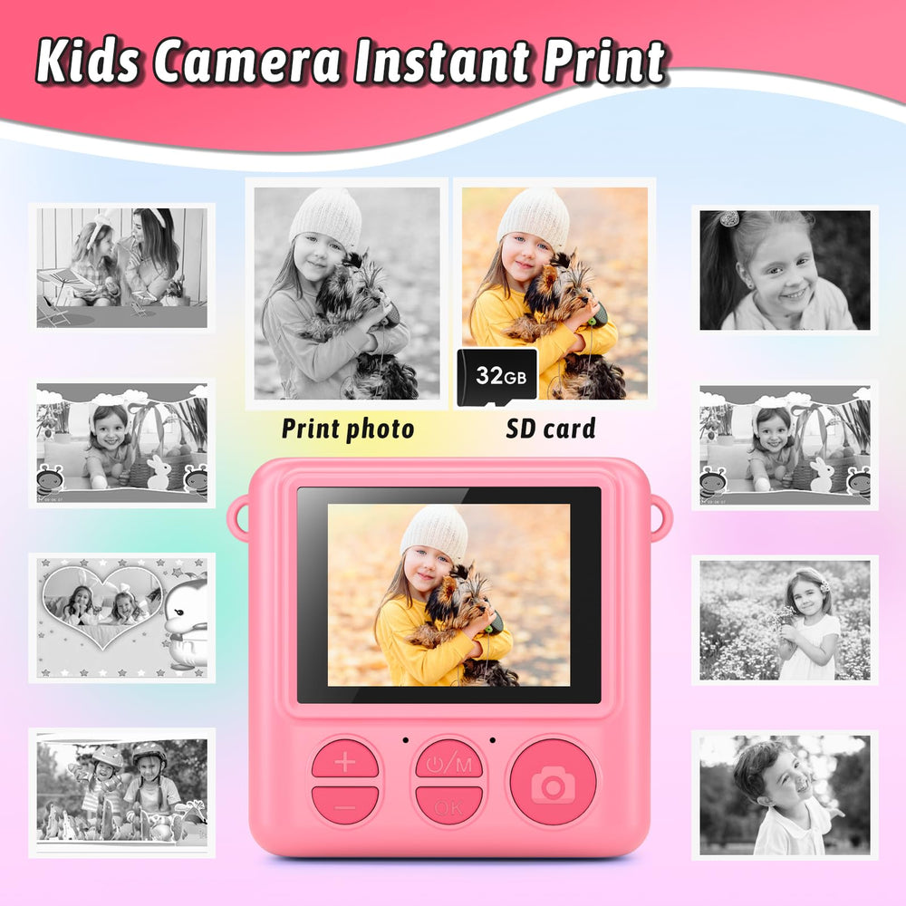 GREENKINDER instant print camera capturing 1080p video while kids explore