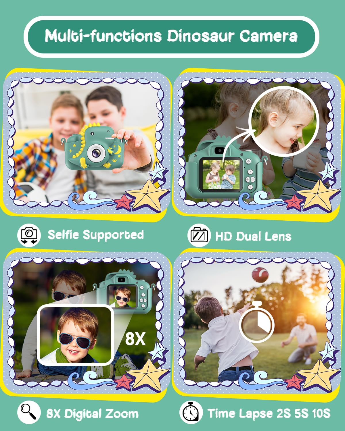 GREENKINDER camera in selfie mode ideal for kids' self-portraits.
