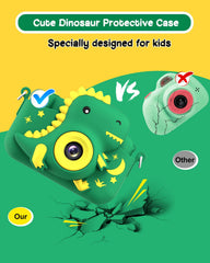 GreenKinder Kids Camera with dinosaur silicone case for drop protection