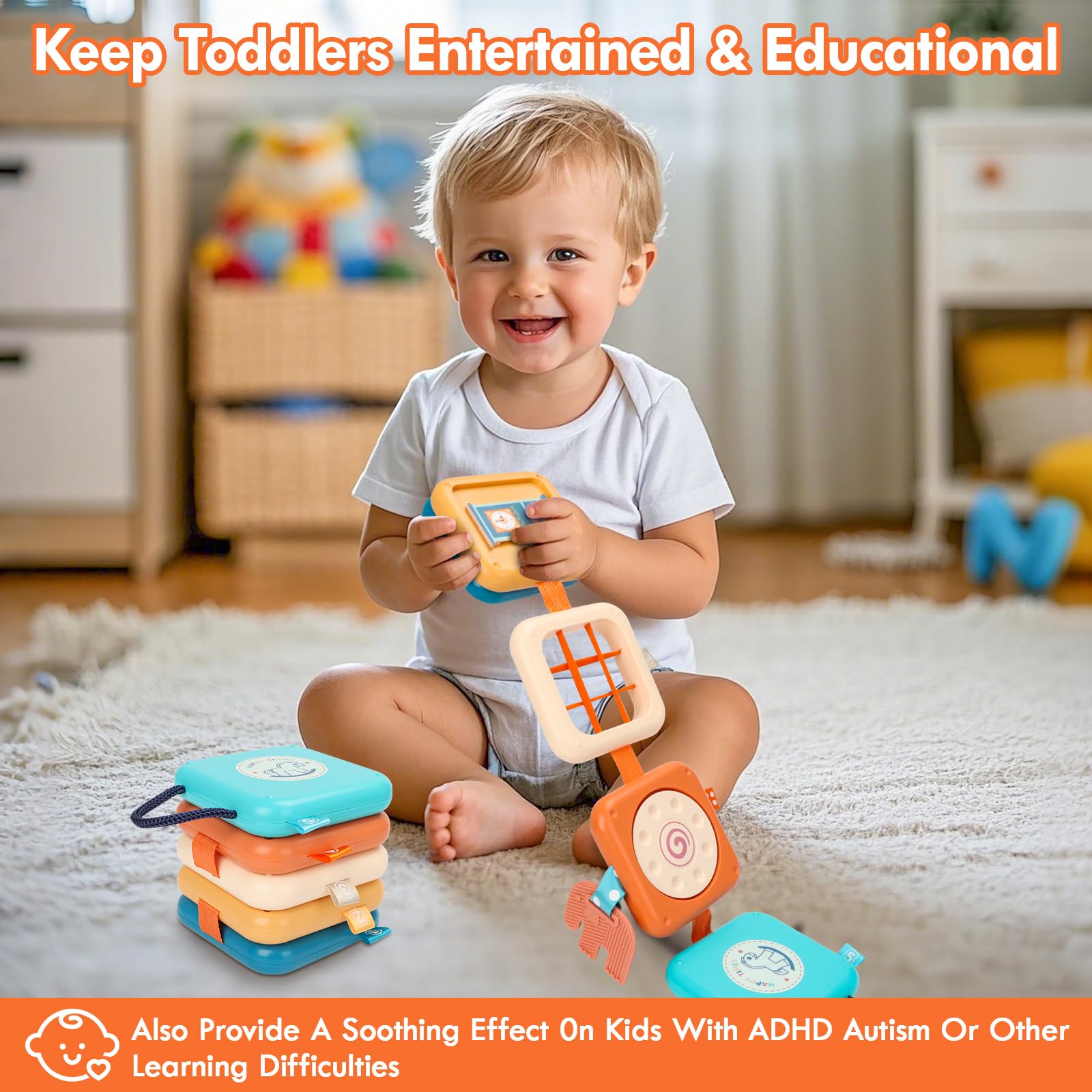 GRESEESM Busy Board carrot puzzle supports grasping and problem solving for toddlers