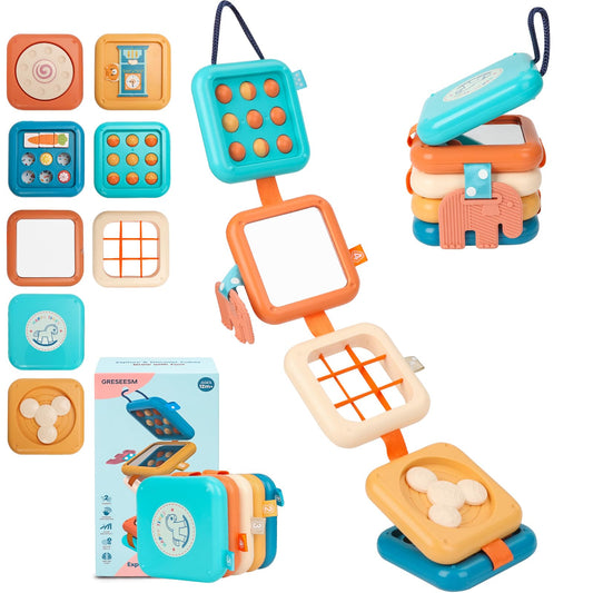 GRESEESM Montessori Busy Board mirror engages toddler fine motor play and focus