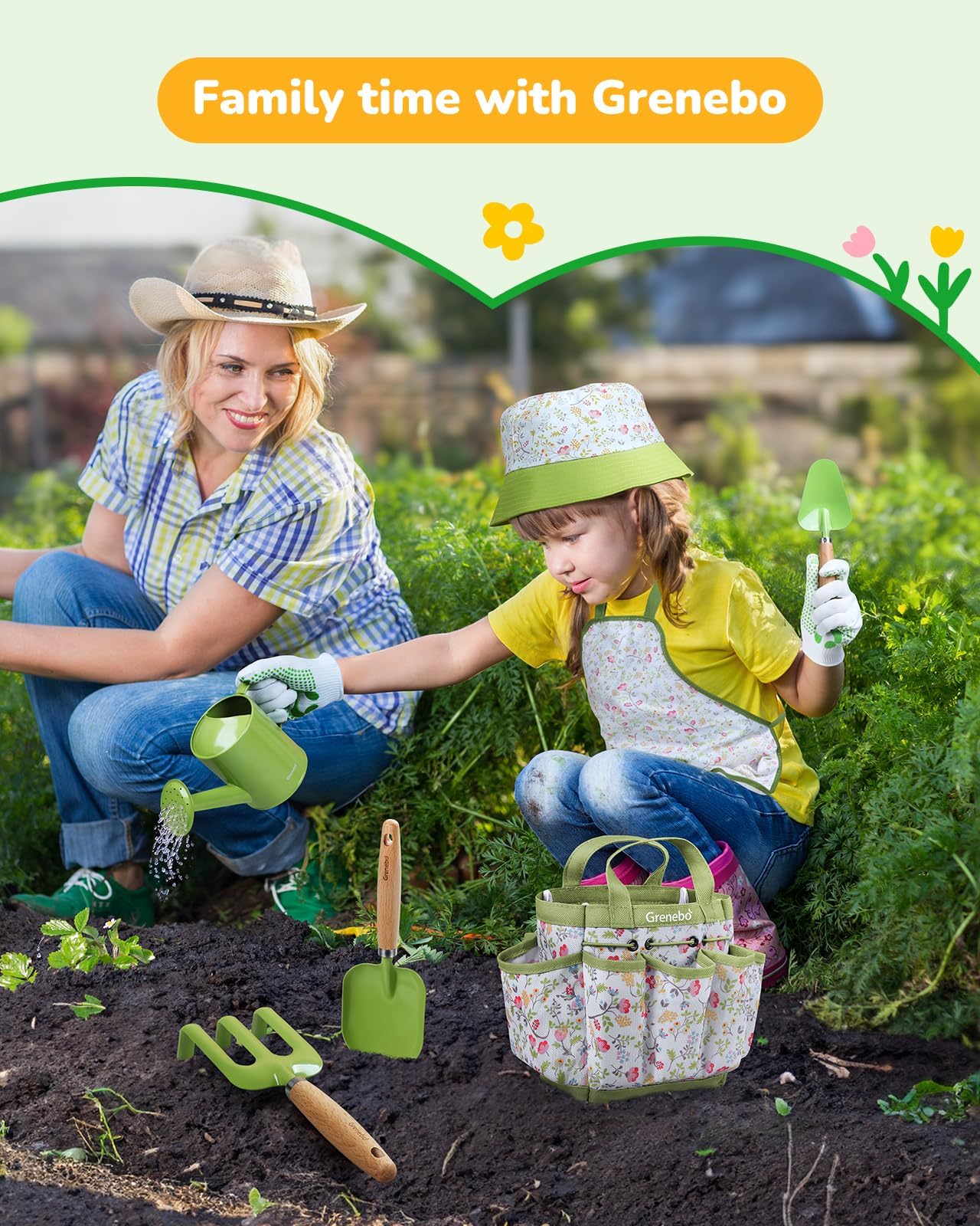 Grenebo kids gardening set trowel features light weight handle for easy digging