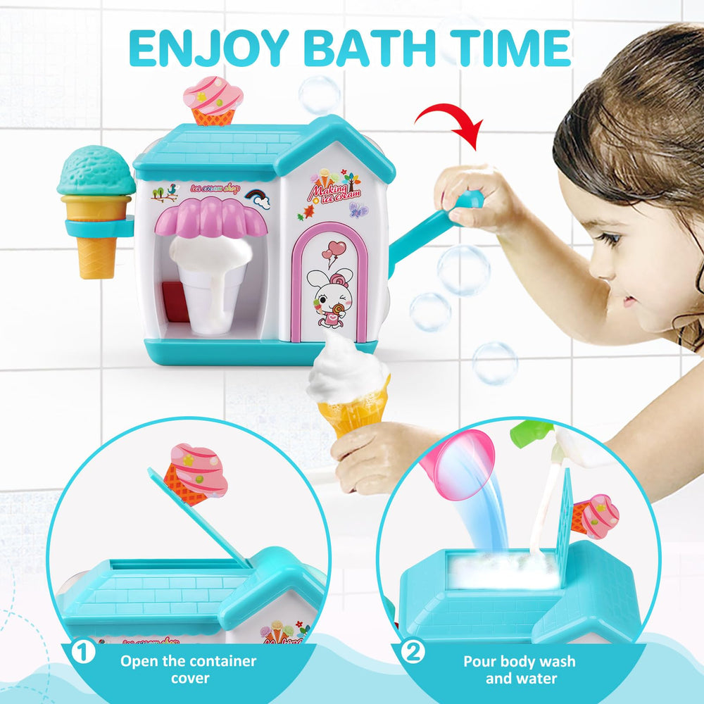 Gretex bath toy supports imaginative play with realistic ice cream visuals.