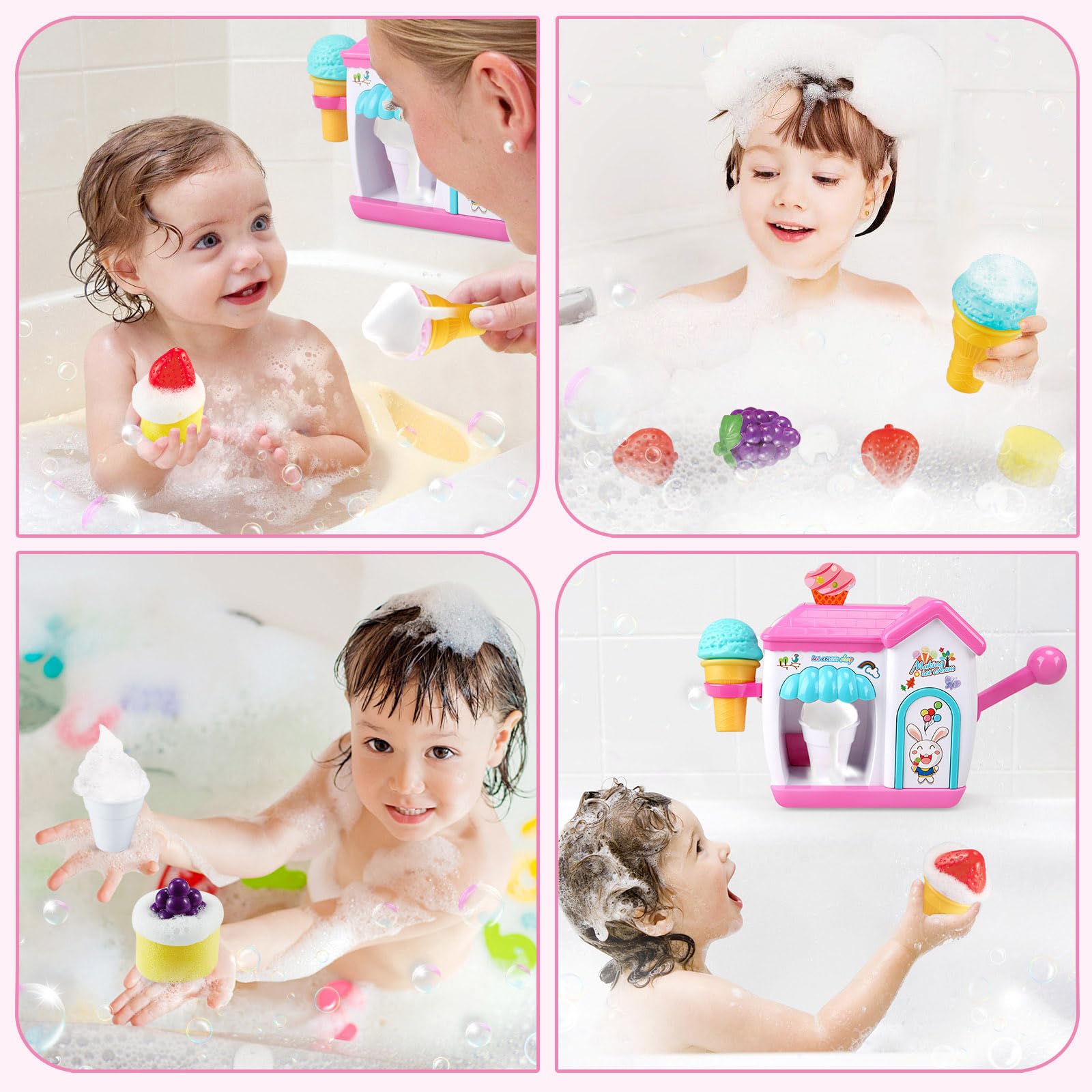 Gretex bath toy cone and bubble outlet for easy bubble making