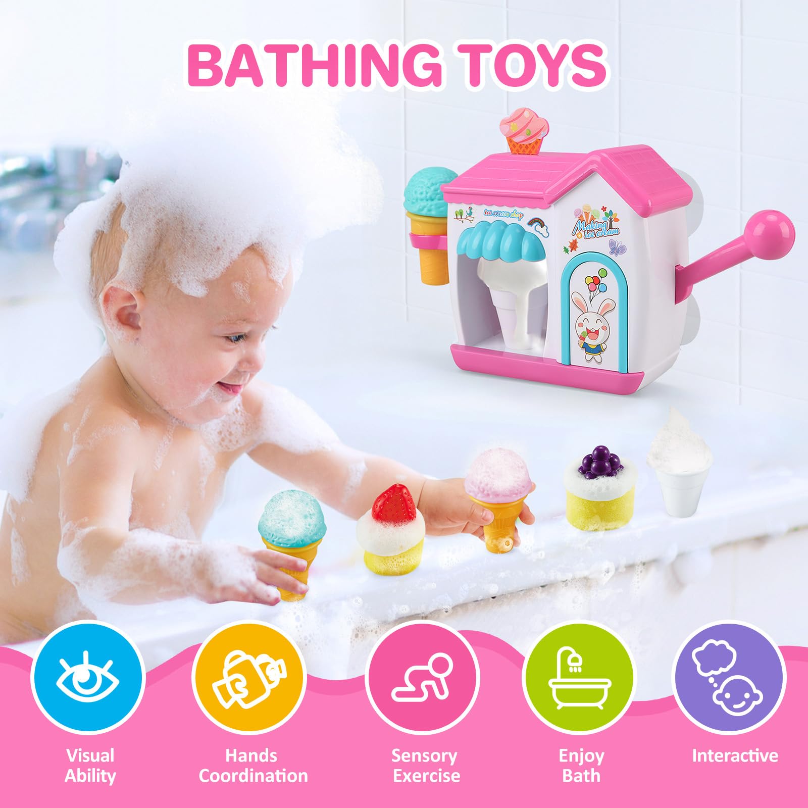 Gretex toddler bath toy with strong suction cups for secure attachment