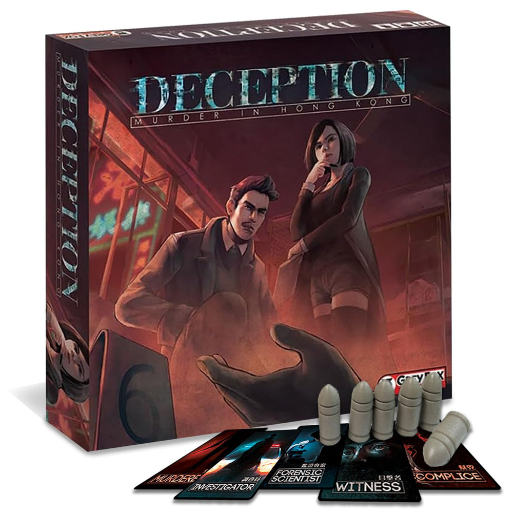 Grey Fox Games Deception Hong Kong box front, immersive social deduction