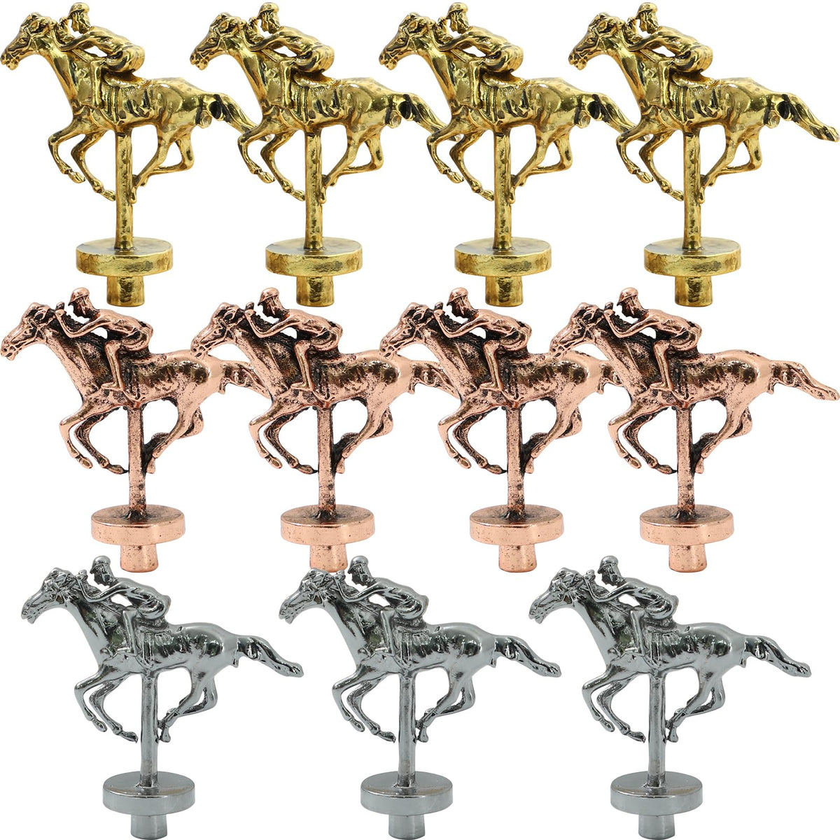 Grhonior gold metal horse figurine for racing board games and display.