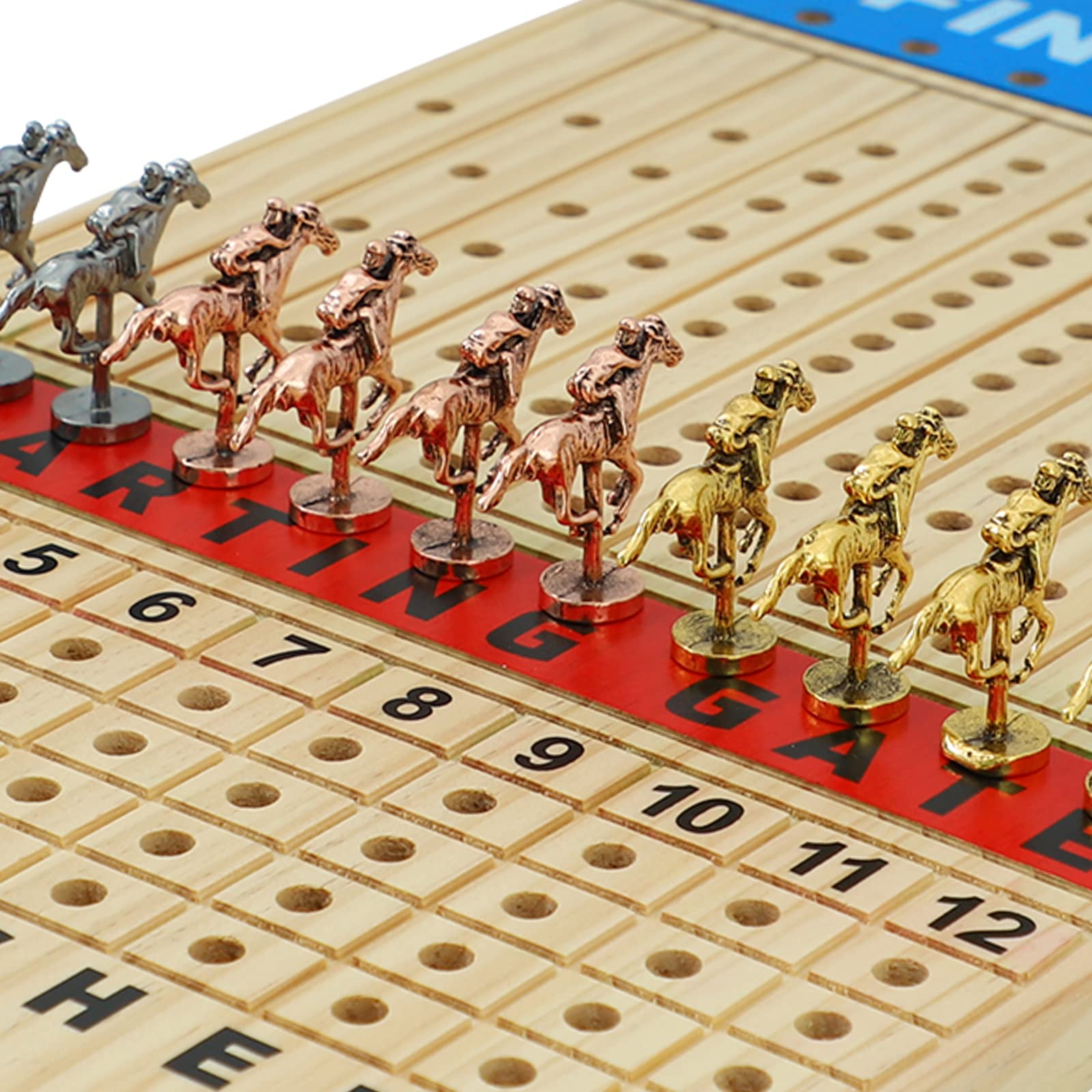 Grhonior large-base metal horse adds stability on boards.