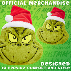 The Grinch cushion approx 21x14 inches provides a bold, huggable presence.