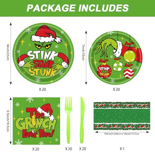 Grinchmas 7-inch plates for desserts and snacks