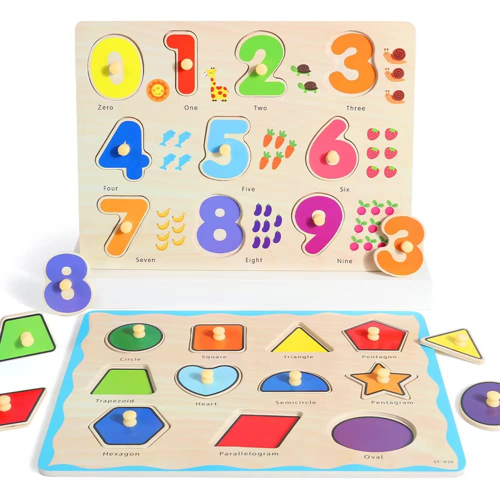 GRINNNIE wooden puzzle shape parts promote shape recognition.